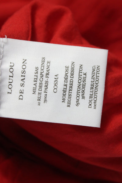 LouLou De Saison Women Basic Sleeveless Red Round Neck Blouse 65% Cotton Size S