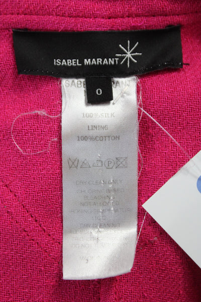 Isabel Marant Women Tunic Blouse Pink Silk V-Neck Long Sleeve Bohemian Size 0