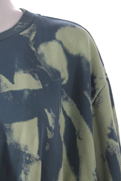 Off White Women Pullover Batik Blue 100% Cotton Crew Neck Long Sleeve Size 42