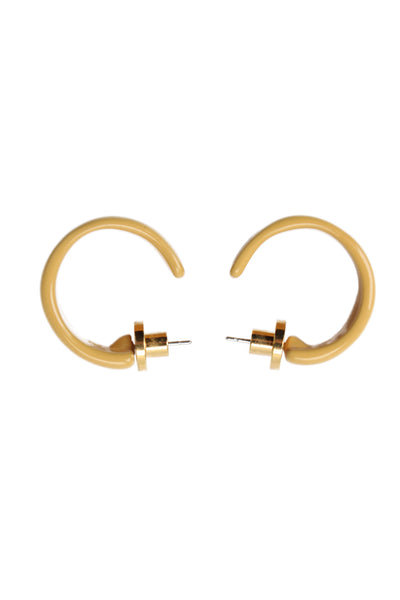 Jenny Bird Womens Gold Tone Light Orange Enamel Hoop Earrings
