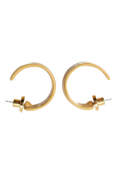 Jenny Bird Womens Gold Tone Light Orange Enamel Hoop Earrings