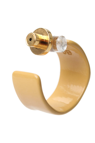 Jenny Bird Womens Gold Tone Light Orange Enamel Hoop Earrings
