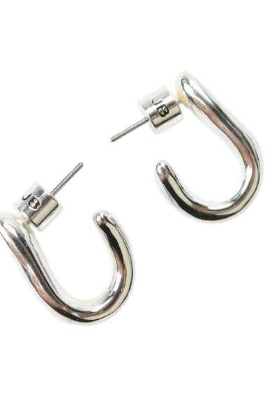 Jenny Bird Womens Silver Tone Organic J Hoop Earrings