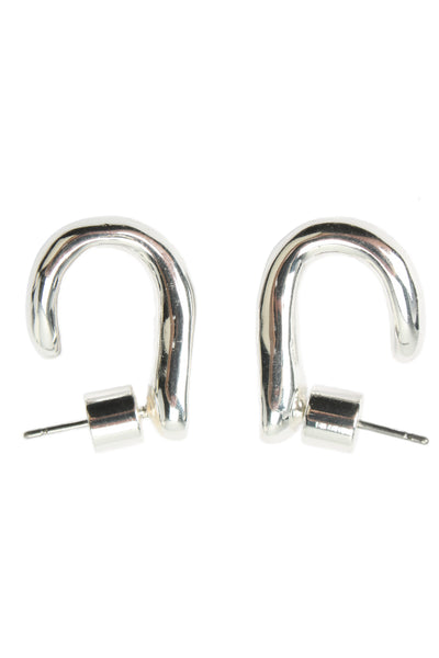 Jenny Bird Womens Silver Tone Organic J Hoop Earrings