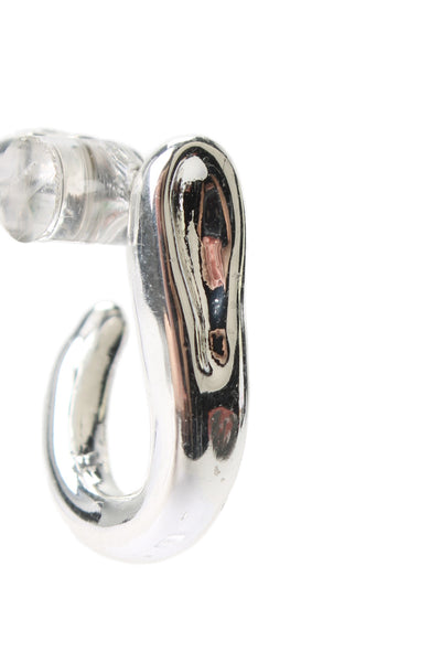 Jenny Bird Womens Silver Tone Organic J Hoop Earrings