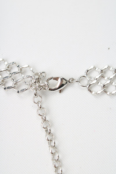 Luv AJ Womens Silver Tone Chainmail Bra Body Chain OS