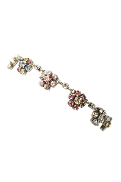 Roxanne Assoulin Womens Gold Tone Multicolor Crystal Pansy Anklet/Bracelet 9.5"