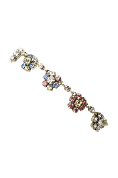 Roxanne Assoulin Womens Gold Tone Multicolor Crystal Pansy Anklet/Bracelet 9.5"