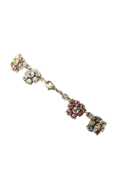 Roxanne Assoulin Womens Gold Tone Multicolor Crystal Pansy Anklet/Bracelet 9.5"