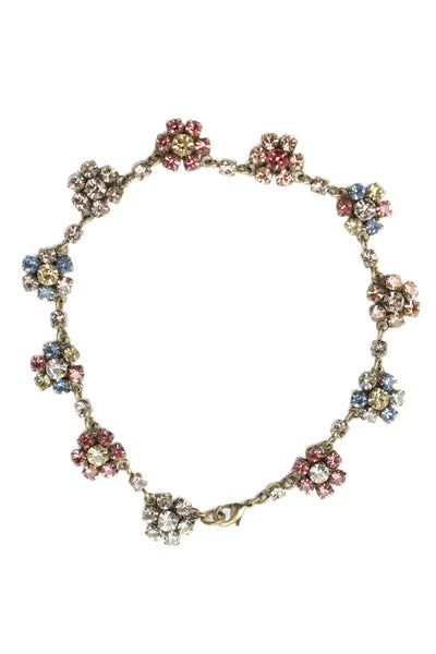 Roxanne Assoulin Womens Gold Tone Multicolor Crystal Pansy Anklet/Bracelet 9.5"