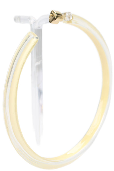 Alison Lou Womens Gold Plated Yellow Lucite Large Jelly Hoops