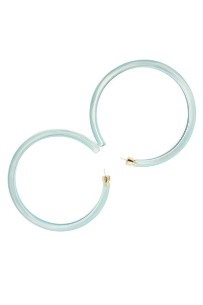 Alison Lou Womens Gold Plated Blue Lucite Large Jelly Hoops