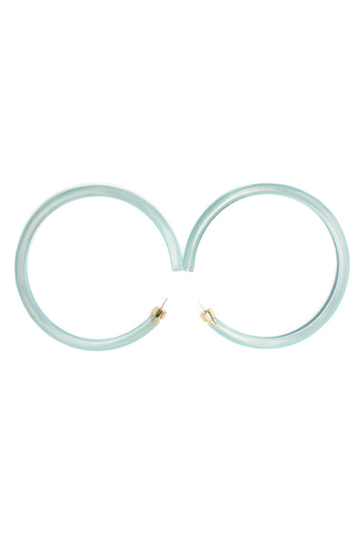 Alison Lou Womens Gold Plated Blue Lucite Large Jelly Hoops