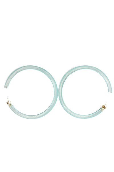 Alison Lou Womens Gold Plated Blue Lucite Large Jelly Hoops