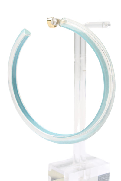 Alison Lou Womens Gold Plated Blue Lucite Large Jelly Hoops