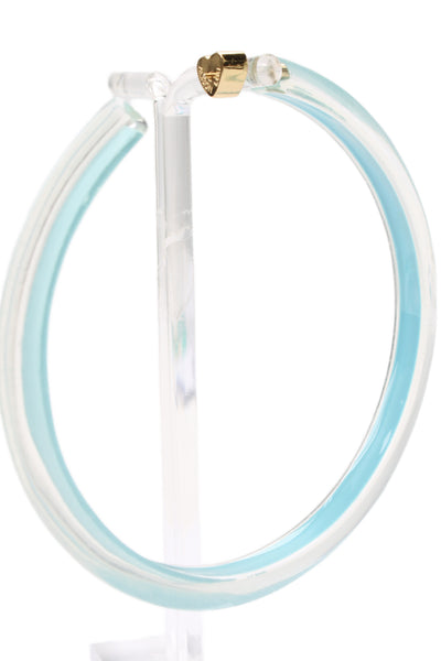 Alison Lou Womens Gold Plated Blue Lucite Large Jelly Hoops