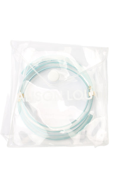 Alison Lou Womens Gold Plated Blue Lucite Large Jelly Hoops