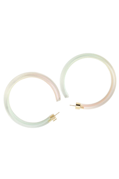 Alison Lou Womens Gold Plated Green/Pink Lucite Medium Jelly Hoops