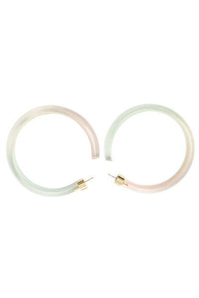 Alison Lou Womens Gold Plated Green/Pink Lucite Medium Jelly Hoops