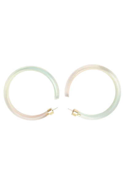 Alison Lou Womens Gold Plated Green/Pink Lucite Medium Jelly Hoops