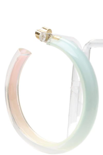 Alison Lou Womens Gold Plated Green/Pink Lucite Medium Jelly Hoops