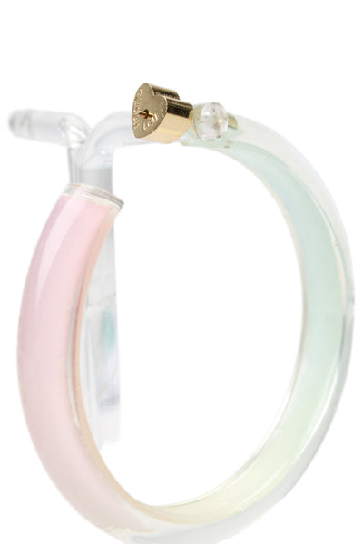Alison Lou Womens Gold Plated Green/Pink Lucite Medium Jelly Hoops
