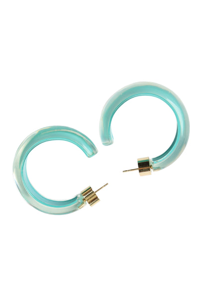Alison Lou Womens Gold Plated Blue Lucite Small Jelly Hoops