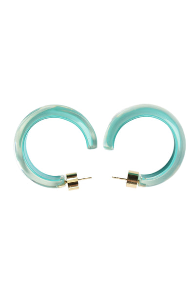 Alison Lou Womens Gold Plated Blue Lucite Small Jelly Hoops
