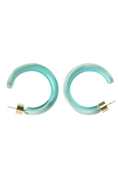 Alison Lou Womens Gold Plated Blue Lucite Small Jelly Hoops