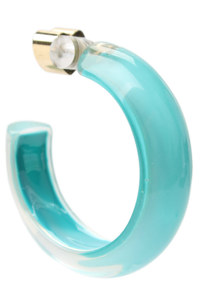 Alison Lou Womens Gold Plated Blue Lucite Small Jelly Hoops