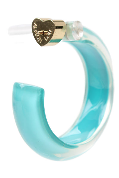Alison Lou Womens Gold Plated Blue Lucite Small Jelly Hoops