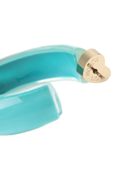 Alison Lou Womens Gold Plated Blue Lucite Small Jelly Hoops