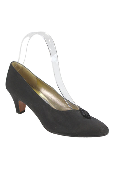Ferragamo Womens Leather Slip On Low Kitten Heels Black Size 8