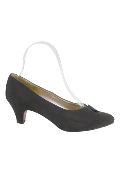 Ferragamo Womens Leather Slip On Low Kitten Heels Black Size 8