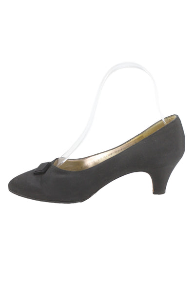 Ferragamo Womens Leather Slip On Low Kitten Heels Black Size 8