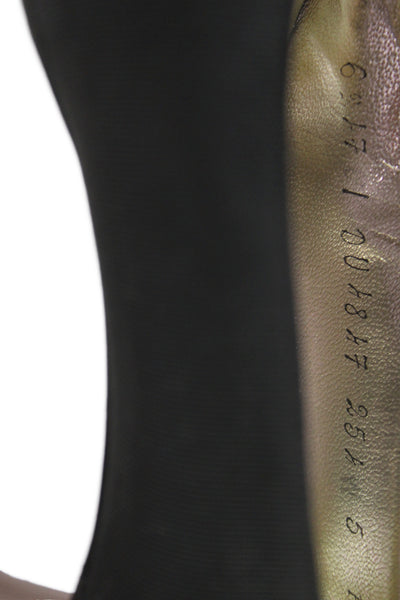 Ferragamo Womens Leather Slip On Low Kitten Heels Black Size 8