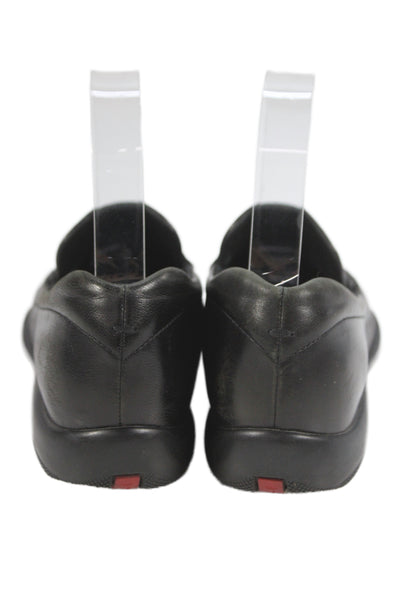 Prada Womens Leather Slip On Dress Shoes Black Size 35