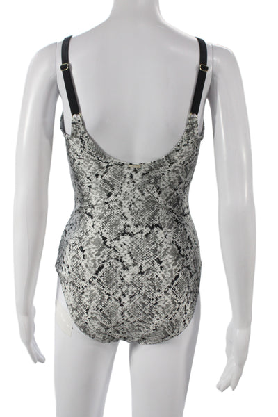 Calvin Klein Women One-Piece Animal Print Nylon Gray Swimsuit Size 8