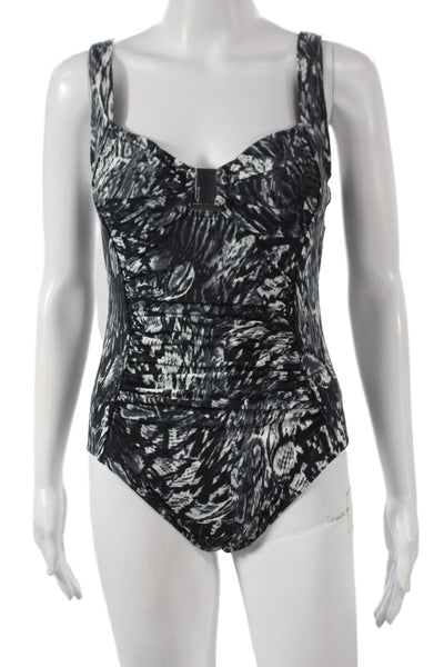Calvin Klein Women One Piece Swimsuit Black Animal Print Size 6
