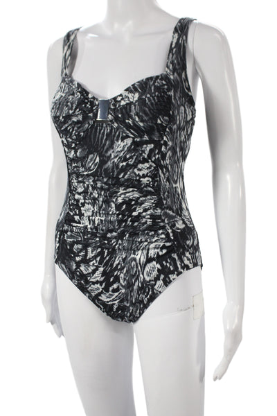Calvin Klein Women One Piece Swimsuit Black Animal Print Size 6
