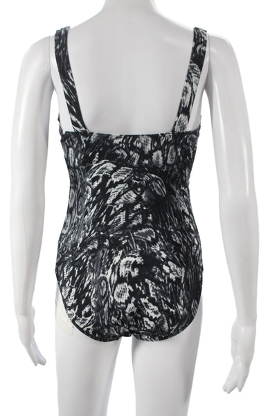 Calvin Klein Women One Piece Swimsuit Black Animal Print Size 6