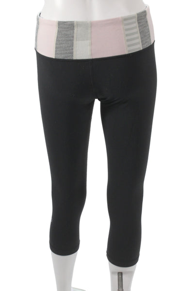Lululemon Womens Black Colorblock Capri Leggings Nylon Size XS