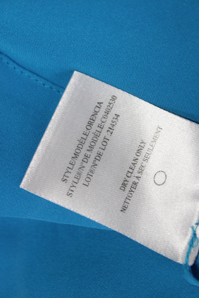 Theory Womens Cropped Silk Collared Button Long Sleeve Blouse Blue Size PP
