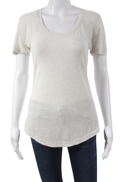 Lululemon Womens Basic Gray Scoop Neck Cotton Blend Short Sleeve T-Shirt Size 4