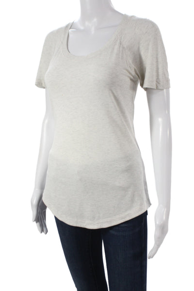Lululemon Womens Basic Gray Scoop Neck Cotton Blend Short Sleeve T-Shirt Size 4