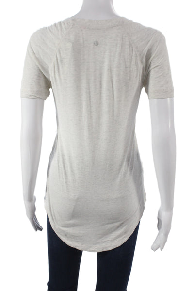 Lululemon Womens Basic Gray Scoop Neck Cotton Blend Short Sleeve T-Shirt Size 4