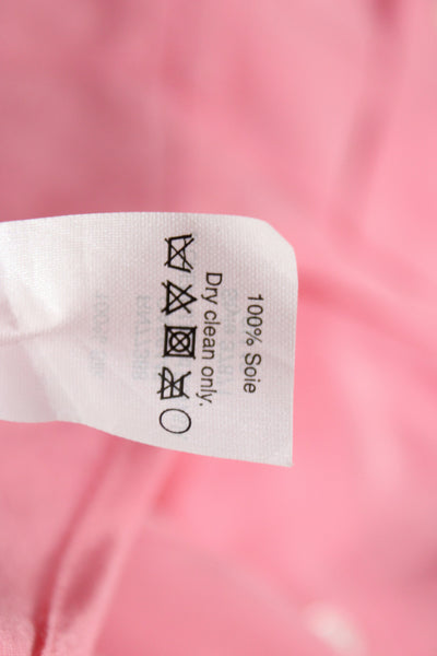 J Crew Women Basic Silk Collared Long Sleeve Pink Blouse Size 0
