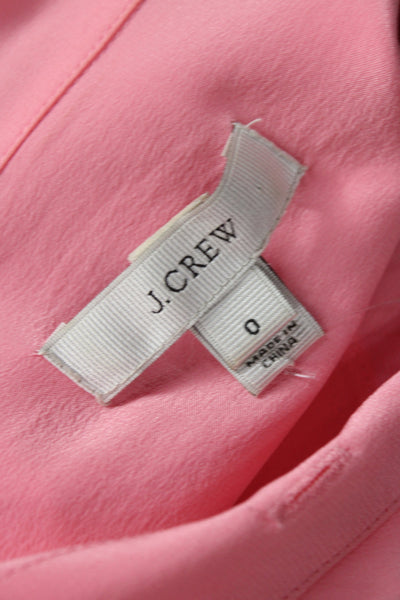 J Crew Women Basic Silk Collared Long Sleeve Pink Blouse Size 0