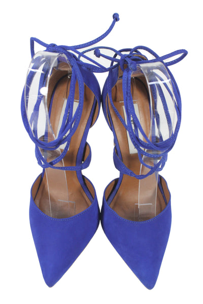 Steve Madden Womens Suede Pointed Toe Lace Up Heels Blue Size 5.5M