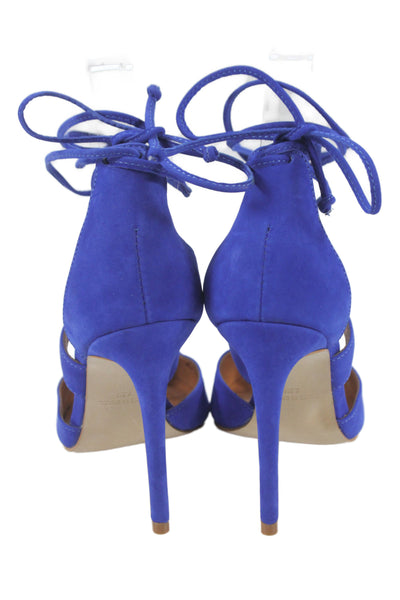Steve Madden Womens Suede Pointed Toe Lace Up Heels Blue Size 5.5M